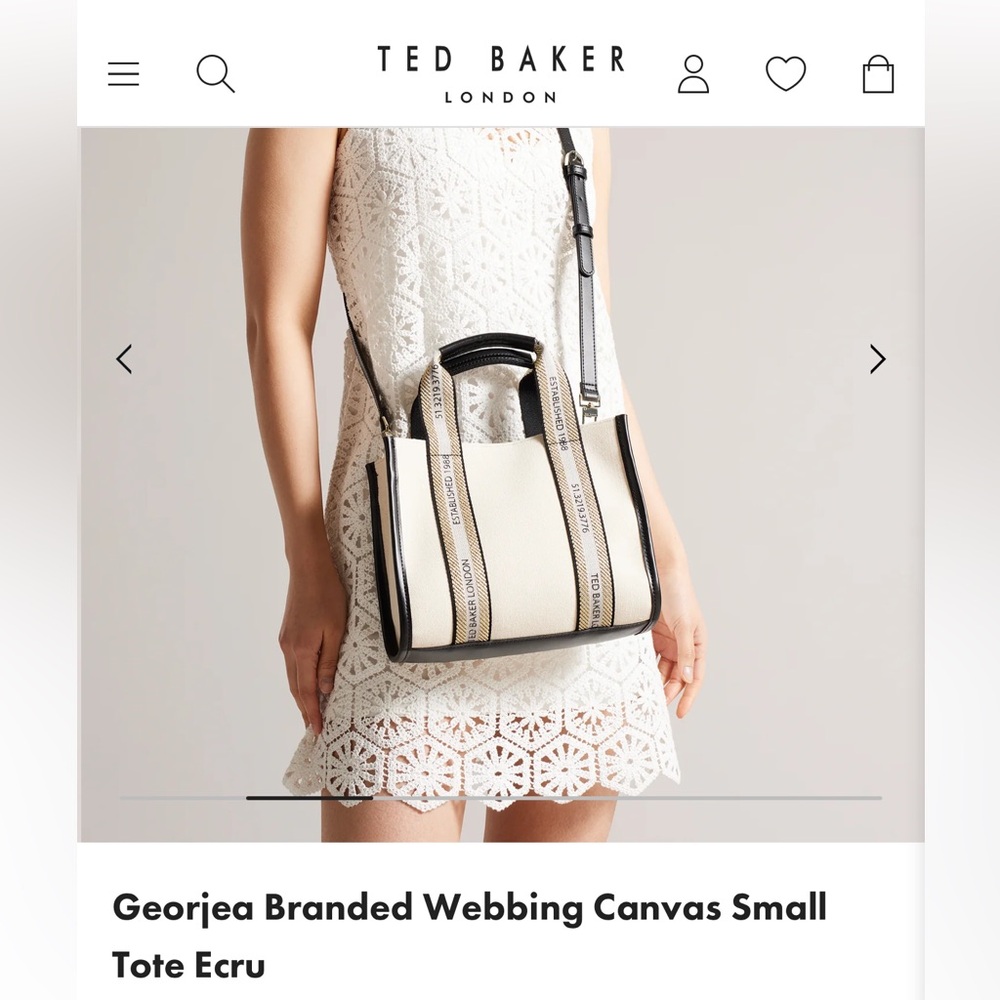 NWT Ted Baker London “Georjea” canvas small tote/crossbody bag in Ecru - Picture 4 of 13